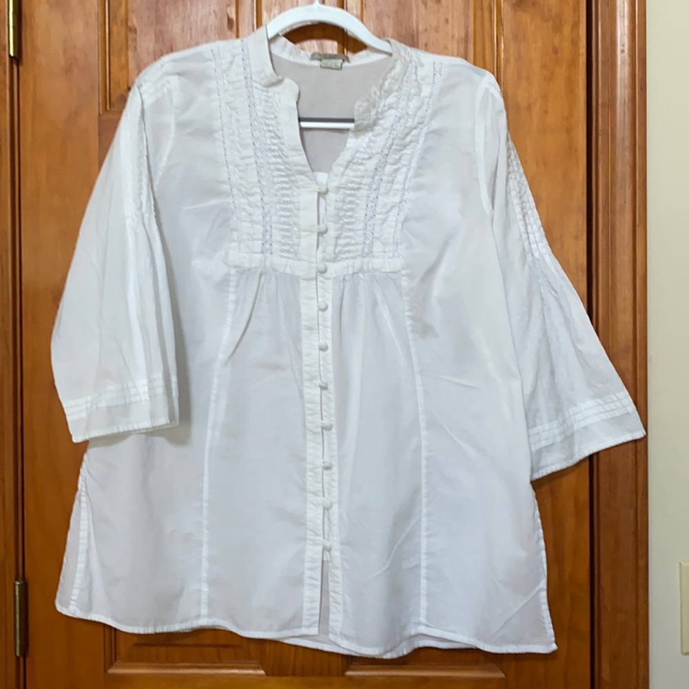 Tweeds cotton blouse with scalloping.  Size 1X